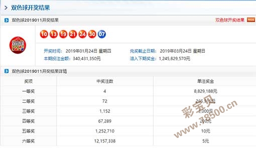 双色球开奖结果