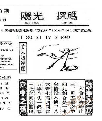 双色球2020083期阳光探码图文版最新彩民乐