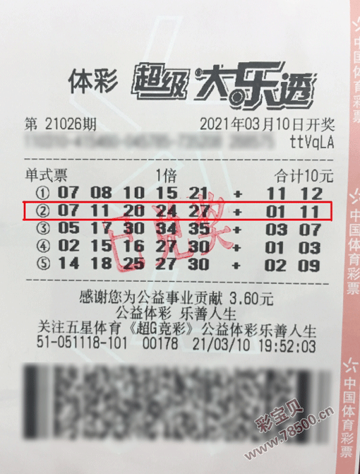 上海闵行购彩者便利店机选,喜中大乐透1000万