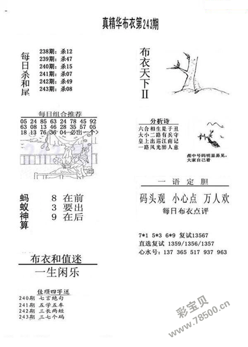 2021243期福彩3d真精华布衣123456字谜图谜