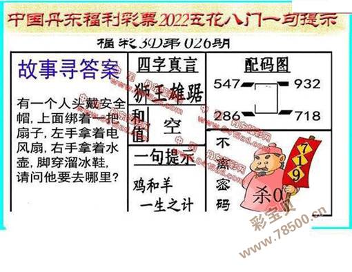 3d2022026期丹东全图一句定三码晚秋和值图谜