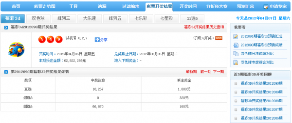 彩寶貝彩票開獎結果就是對福彩3d開獎信息的解密,從上圖中我們可以