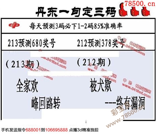 3d2018213期丹东全图一句定三码 晚秋和值图谜