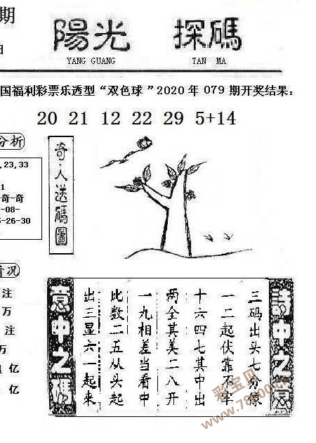 双色球2020080期阳光探码图文版 最新彩民乐