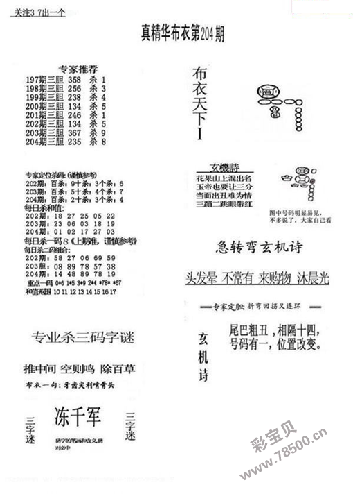 2021205期福彩3d真精华布衣123456字谜图谜