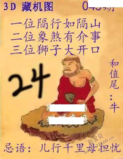 福彩3d2024年045期正版藏机图