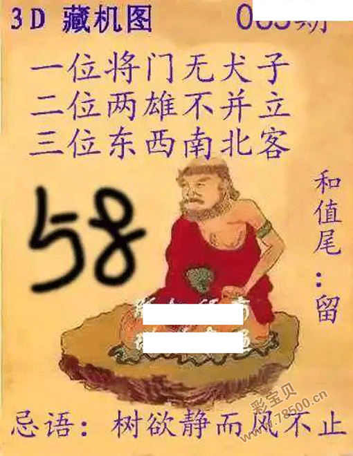 福彩3d2024年065期正版藏机图