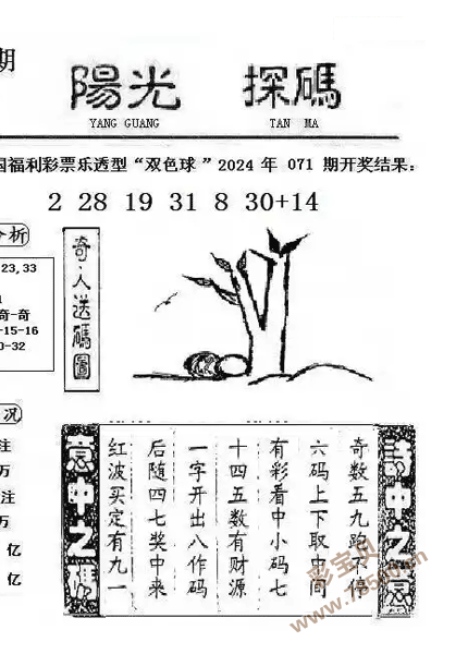 双色球2024072期阳光探码图谜